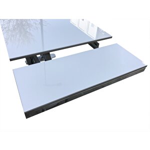 Masa 12628 X Ayak Metal Nikelaj Dikdörtgen Kelebek Yan Açılı Temper Cam El Yapım
