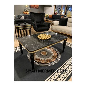 Orta Sehpa Lüx Si̇yah Mermer Gold