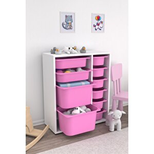 Zen 10 Sepetli Çok Amaçlı Oyuncak Dolabı Pembe 2d2k6u