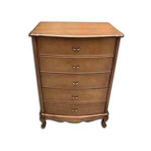 Şifonyer 12406 Model Kayın Aslan Ayak Bombe Çekm Parlak Ceviz Natüre Eskitme Kulp