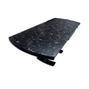 Masa 12627 X Ayak Model0 Metal Siyah Fırın Kelebek Yan Açıl Siyah Mermer Tabla
