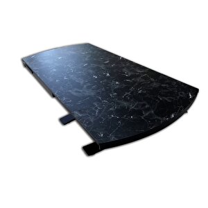 Masa 12627 X Ayak Model0 Metal Siyah Fırın Kelebek Yan Açıl Siyah Mermer Tabla