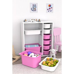 Zen 10 Sepetli Çok Amaçlı Oyuncak Dolabı Pembe Beyaz 2d2k6u