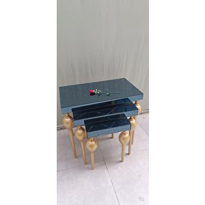 Zigon Ilgz 12618 Tombul Model Kayın Ayak Mdf Tabla Gold Çizgili Füme Cam Kaplama