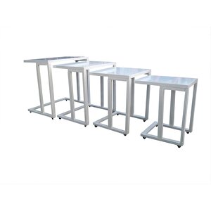Zigon Sehpa 12442 C Model Lake Beyaz Ahşap Kayın Tekerlek Ayak Kutu Sevk Elyapım