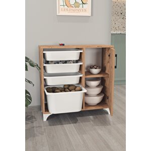 4 Sepetli Dolap Çok Amaçlı Dolap Oyuncak Dolabı Kayra Çam