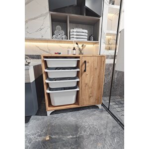 4 Sepetli Dolap Çok Amaçlı Dolap Oyuncak Dolabı Kayra Çam