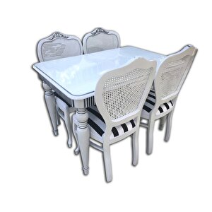 Masa  Fi̇ti̇l Takım Model Açılır Tabla Hasirli Oyma Sandalye Aslan Ayak El Yapım
