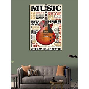 Kanvas Tablo Şarkı Sözleri Ve Gitar 70x100 cm