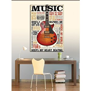 Kanvas Tablo Şarkı Sözleri Ve Gitar 70x100 cm