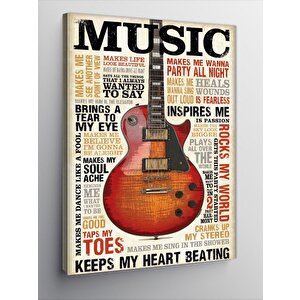 Kanvas Tablo Şarkı Sözleri Ve Gitar 50x70 cm