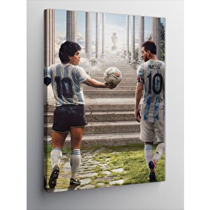 Kanvas Tablo Diego Maradona Ve Messi 70x100 cm