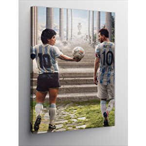 Kanvas Tablo Diego Maradona Ve Messi 100x140 cm