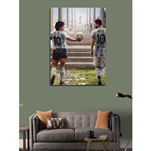 Kanvas Tablo Diego Maradona Ve Messi 100x140 cm