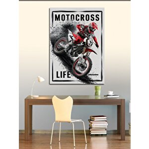 Kanvas Tablo Motosiklet Motocross 50x70 cm