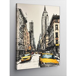 Kanvas Tablo Newyork Ve Sarı Taksiler 100x140 cm