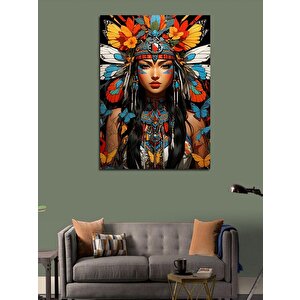 Kanvas Tablo Kızılderili Kız Ve Renkler 70x100 cm