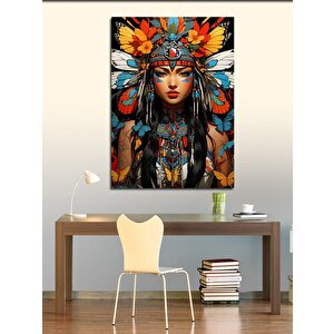 Kanvas Tablo Kızılderili Kız Ve Renkler 70x100 cm
