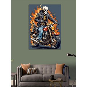Kanvas Tablo Motosiklet Kullanan İskelet 50x70 cm