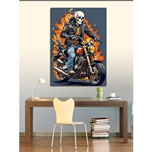 Kanvas Tablo Motosiklet Kullanan İskelet 50x70 cm