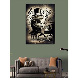 Kanvas Tablo Piyano Çalan Kurbağa 50x70 cm