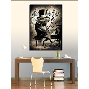 Kanvas Tablo Piyano Çalan Kurbağa 50x70 cm