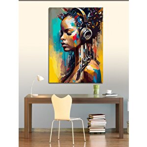 Kanvas Tablo Kulaklıkla Müzik Dinleyen Kız 70x100 cm