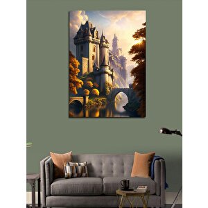 Kanvas Tablo Mistik Ormandaki Beyaz Şato 100x140 cm