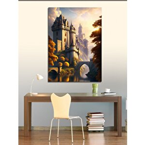 Kanvas Tablo Mistik Ormandaki Beyaz Şato 100x140 cm