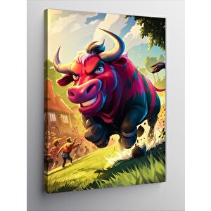 Kanvas Tablo Kızgın Kırmızı Boğa 70x100 cm
