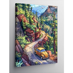 Kanvas Tablo Sarı Volkswagen Orman Yolu 50x70 cm