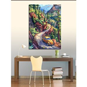 Kanvas Tablo Sarı Volkswagen Orman Yolu 50x70 cm