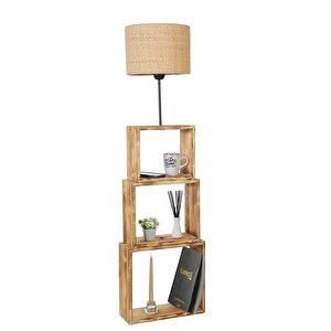 Puzzle Yanik Lambader Hasir Rattan Abajurlu