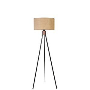 Fisco Tri̇pod Si̇yah Lambader Si̇li̇ndi̇r Hasir Rattan Abajurlu