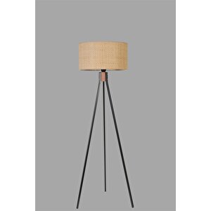 Fisco Tri̇pod Si̇yah Lambader Si̇li̇ndi̇r Hasir Rattan Abajurlu