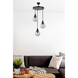 Afra 3 Lü Tepsi̇li̇ Si̇yah Füme Camli Sarkit