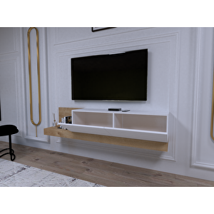 Lancy Duvara Monte Tv Üni̇tesi̇, Beyaz-safi̇r Meşe, 180 Cm