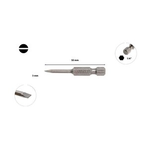 3 Mm Düz Bits 50 Mm Cb/619