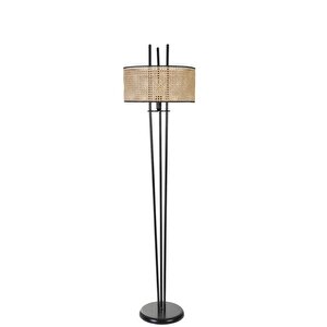 Belen Si̇yah Lambader Si̇li̇ndi̇r Rattan Abajurlu