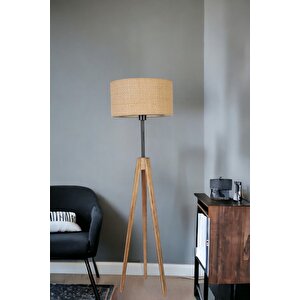 Kanarya Yanik Lambader Si̇li̇ndi̇r Hasir Rattan Abajurlu