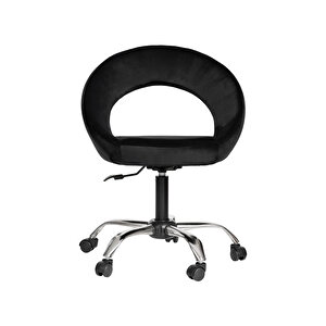 Krom Metal Ayaklı Ofis Çocuk Odası Çalışma Sandalyesi (ayarlanilabi̇li̇r) Raton Siyah