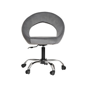 Krom Metal Ayaklı Ofis Çocuk Odası Çalışma Sandalyesi (ayarlanilabi̇li̇r) Raton Gri