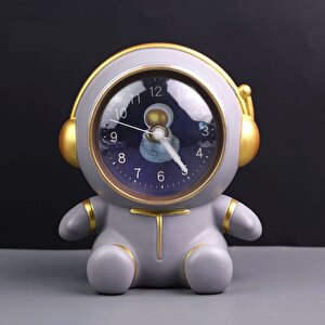 Astronot Masa Saati Ve Kumbara, Gri, 17x14 Gri