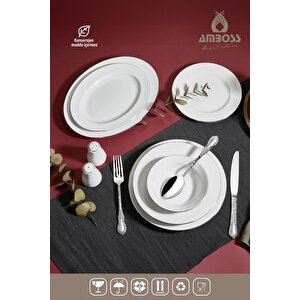 Hare 53 Parça Porselen Yemek Takimi - Gümüş