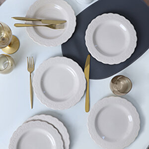 Krem Tango Pasta Tabağı 21 Cm 6 Adet 030