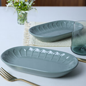 Yeşil Badem Kayık Tabak 25 Cm 2 Adet 326