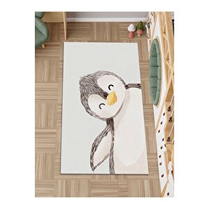 Penguen Desenli Halı Yıkanabilir Kaymaz Taban Bebek Odası 6675c 60x100 cm