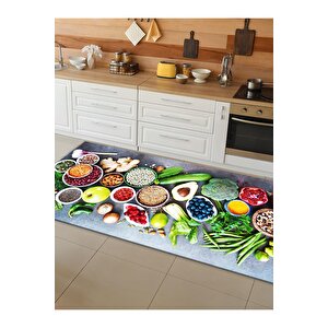 Makinede Yıkanabilir Kaymaz Taban Leke Tutmaz Dijital Baskı Mutfak Halısı 3079m 160x300 cm