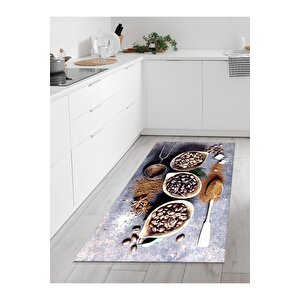 Makinede Yıkanabilir Kaymaz Taban Leke Tutmaz Dijital Baskı Mutfak Halısı 6633m 140x400 cm