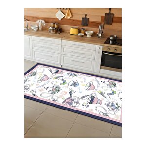 Makinede Yıkanabilir Kaymaz Taban Leke Tutmaz Dijital Baskı Mutfak Halısı 6349m 120x250 cm